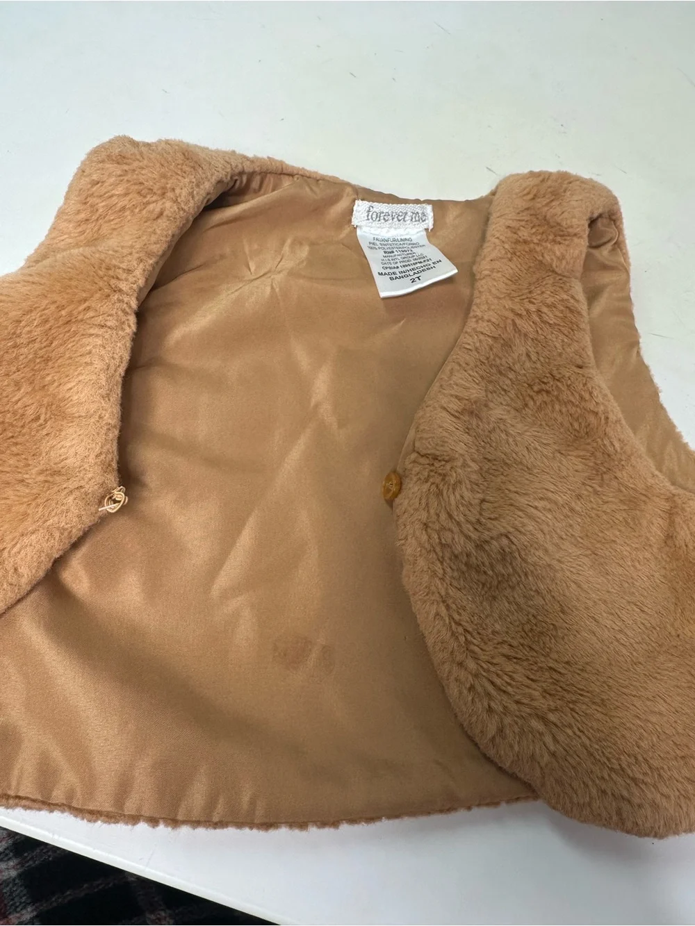 Forever Me Kids Plush Faux Fur Vest - Camel